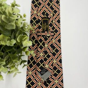 Fendi Men’s 100% Silk Tie Necktie FF Logo Design Gold Office Business Casual EUC